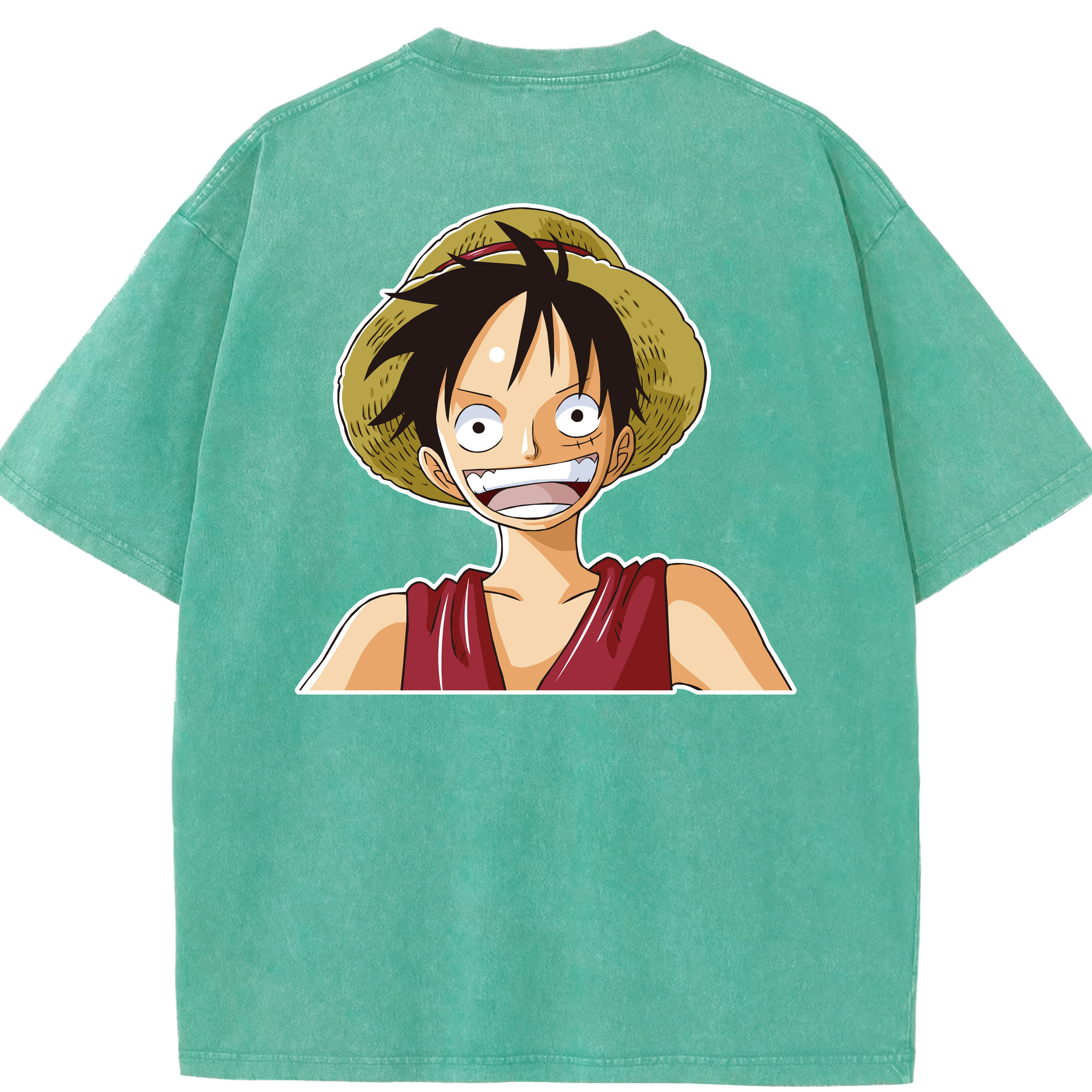 ワンピース モンキー・D・ルフィ ONE PIECE Monkey D. Luffy 綿100% ヴィンテージ風 半袖Tシャツ（背面プリント）